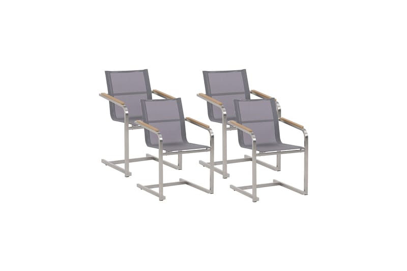 Zervo Karmstol Utomhus 4 st - Grå/Silver - Utemöbler - Balkong - Balkongmöbler - Balkongstol