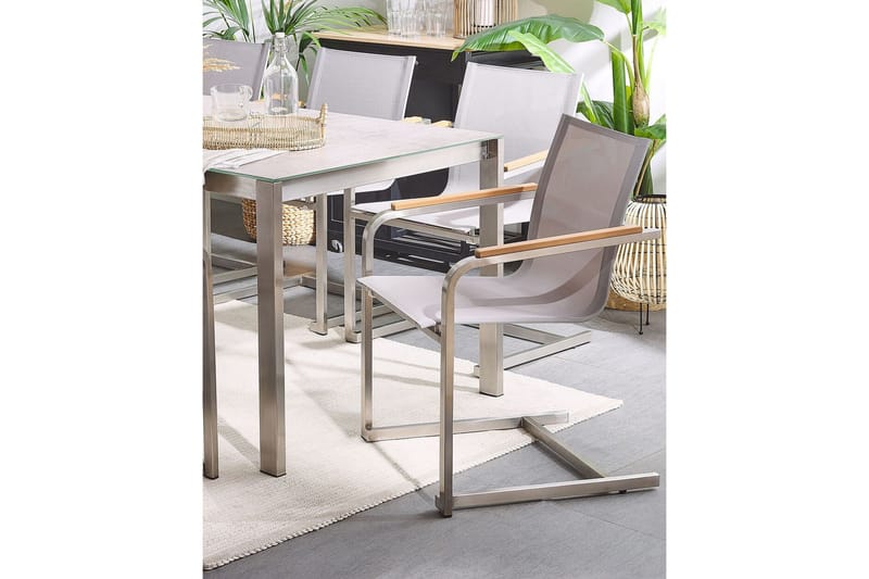 Zervo Karmstol Utomhus - Beige/Silver - Utemöbler - Balkong - Balkongmöbler - Balkongstol