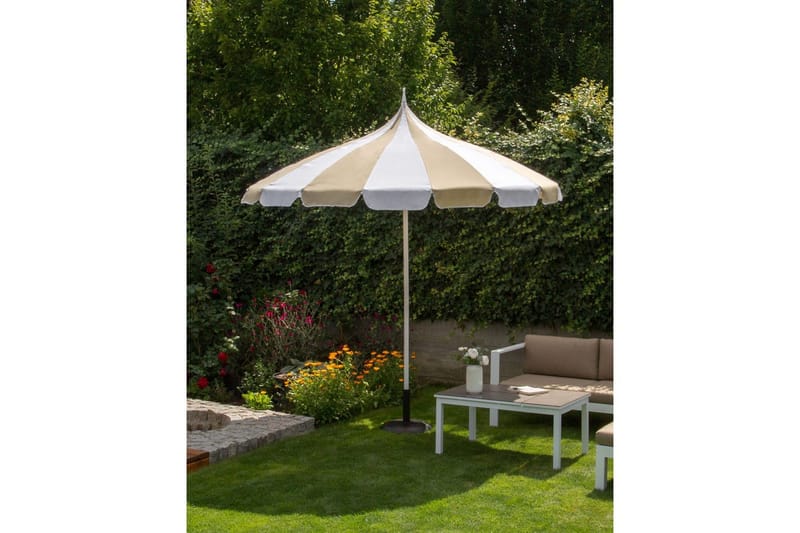 Balkongparasoll Minoa Beige/vit - Beige/vit - Utemöbler - Balkong - Säkerhet & vindskydd balkong - Balkongskydd & insynsskydd balkong