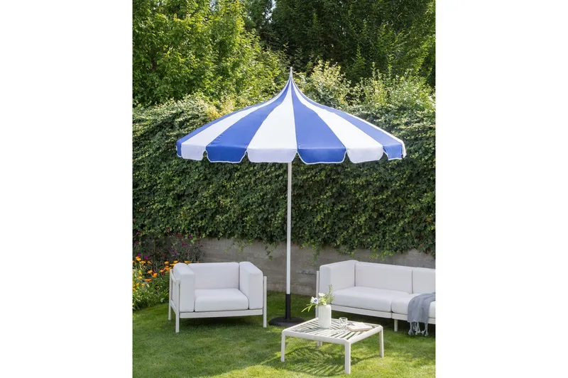 Balkongparasoll Minoa Blå/Vit - Blå/Vit - Utemöbler - Balkong - Säkerhet & vindskydd balkong - Balkongskydd & insynsskydd balkong