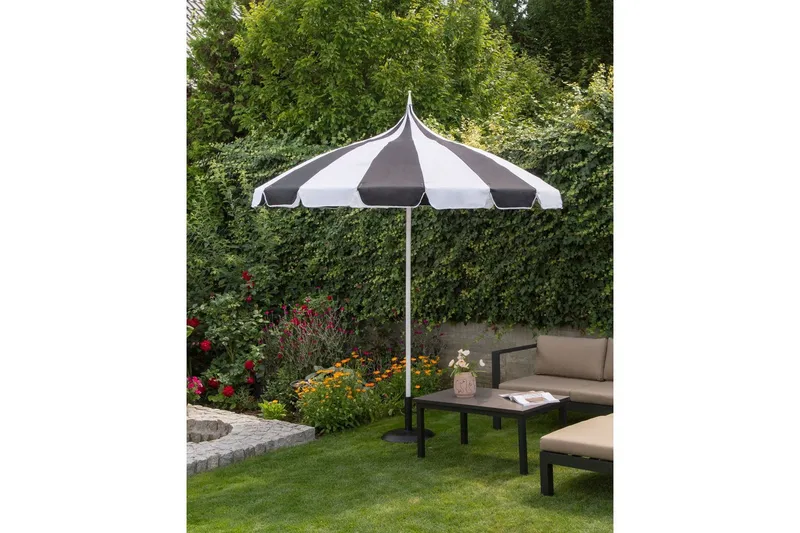 Balkongparasoll Minoa Svart/Vit - Svart/Vit - Utemöbler - Balkong - Säkerhet & vindskydd balkong - Balkongskydd & insynsskydd balkong