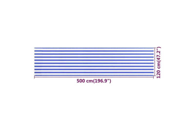 Balkongskärm blå och vit 120x500 cm HDPE - Flerfärgad - Utemöbler - Balkong - Säkerhet & vindskydd balkong - Balkongskydd & insynsskydd balkong