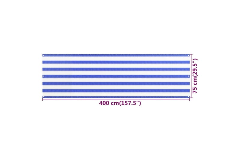 Balkongskärm blå och vit 75x400 cm HDPE - Flerfärgad - Utemöbler - Balkong - Säkerhet & vindskydd balkong - Balkongskydd & insynsskydd balkong