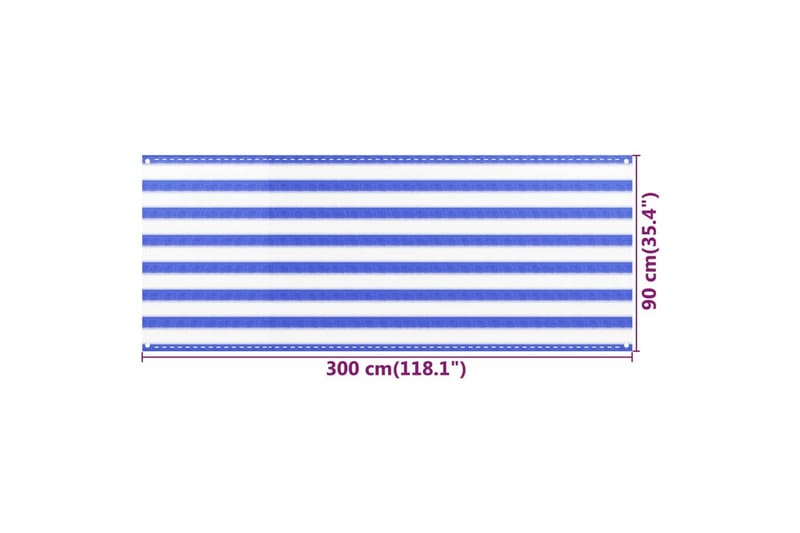 Balkongskärm blå och vit 90x300 cm HDPE - Flerfärgad - Balkongskydd & insynsskydd balkong