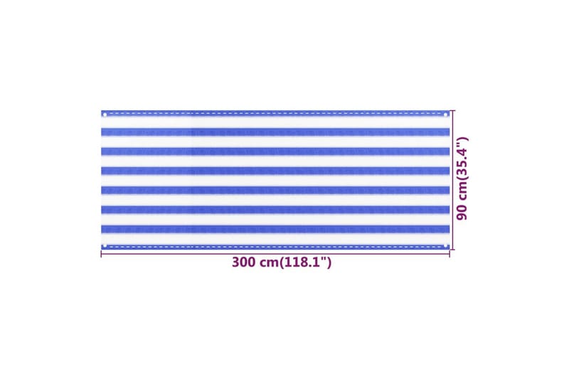 Balkongskärm blå och vit 90x300 cm HDPE - Flerfärgad - Utemöbler - Balkong - Säkerhet & vindskydd balkong - Balkongskydd & insynsskydd balkong