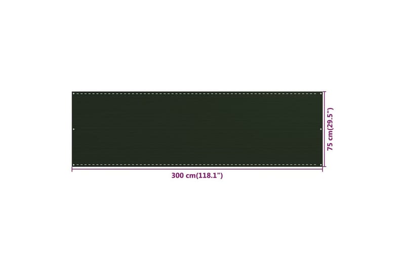 Balkongskärm mörkgrön 75x300 cm HDPE - Mörkgrön - Utemöbler - Balkong - Säkerhet & vindskydd balkong - Balkongskydd & insynsskydd balkong