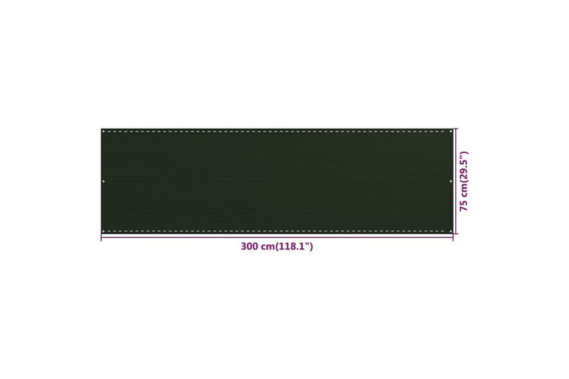 Balkongskärm mörkgrön 75x300 cm HDPE - Mörkgrön - Balkongskydd & insynsskydd balkong