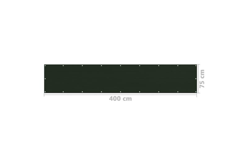 Balkongskärm mörkgrön 75x400 cm HDPE - Mörkgrön - Balkongskydd & insynsskydd balkong