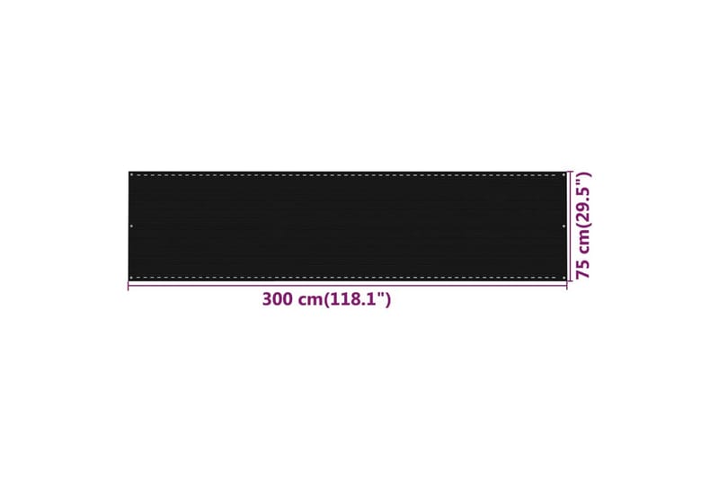 Balkongskärm svart 75x300 cm HDPE - Svart - Balkongskydd & insynsskydd balkong