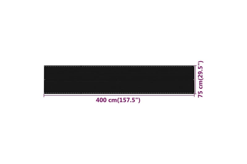 Balkongskärm svart 75x400 cm HDPE - Svart - Utemöbler - Balkong - Säkerhet & vindskydd balkong - Balkongskydd & insynsskydd balkong