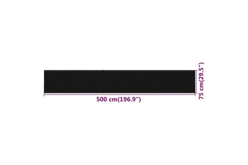 Balkongskärm svart 75x500 cm HDPE - Svart - Utemöbler - Balkong - Säkerhet & vindskydd balkong - Balkongskydd & insynsskydd balkong
