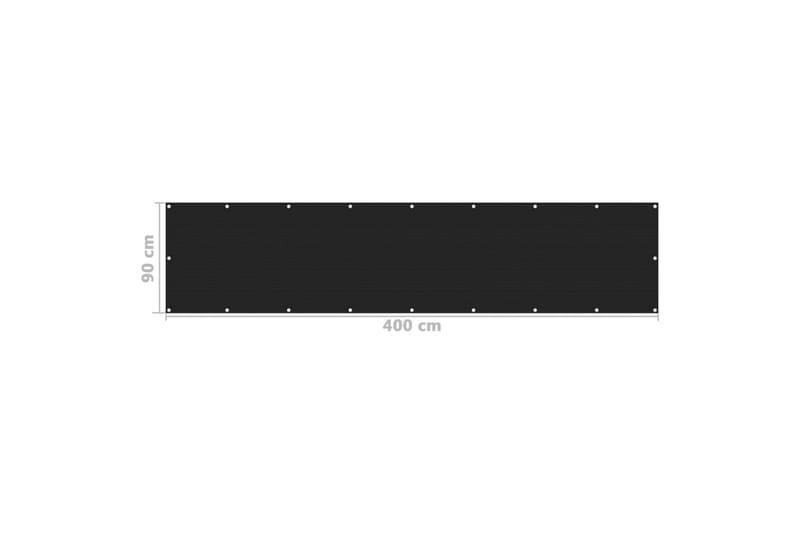 Balkongskärm svart 90x400 cm HDPE - Svart - Balkongskydd & insynsskydd balkong