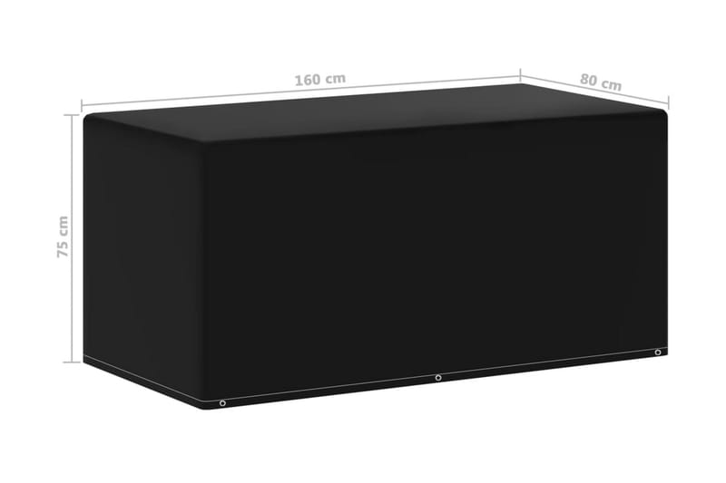 Ã–verdrag för trädgårdsmöbler 6 öljetter 160x80x75 cm - Svart - Utemöbler - Dynförvaring & möbelskydd - Överdrag utemöbler