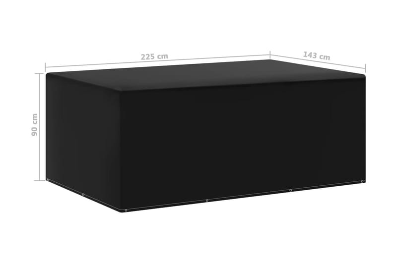 Ã–verdrag för trädgårdsmöbler 7 öljetter 143x225x90 cm - Svart - Utemöbler - Dynförvaring & möbelskydd - Överdrag utemöbler