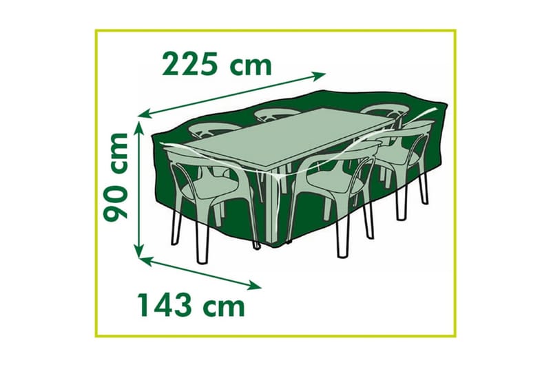 Ã–verdrag till rektangulära trädgårdsbord 225x143x90 cm - Svart - Överdrag utemöbler