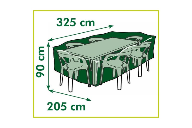 Ã–verdrag till rektangulära trädgårdsbord 325x205x90 cm - Svart - Överdrag utemöbler