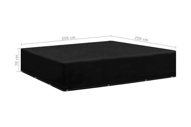 Överdrag för trädgårdsmöbler 12 öljetter 250x250x70 cm - Svart - Utemöbler - Dynförvaring & möbelskydd - Överdrag utemöbler