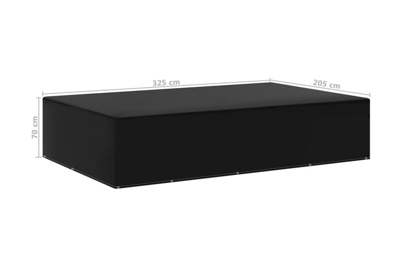 Överdrag för trädgårdsmöbler 12 öljetter 325x205x70 cm - Svart - Utemöbler - Dynförvaring & möbelskydd - Överdrag utemöbler
