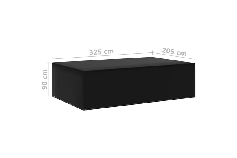 Överdrag för trädgårdsmöbler 2 st 12 öljetter 325x205x90 cm - Svart - Utemöbler - Dynförvaring & möbelskydd - Överdrag utemöbler
