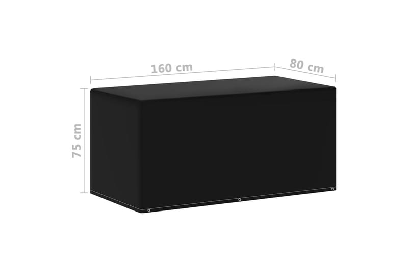 Överdrag för trädgårdsmöbler 2 st 6 öljetter 160x80x75 cm - Svart - Utemöbler - Dynförvaring & möbelskydd - Överdrag utemöbler