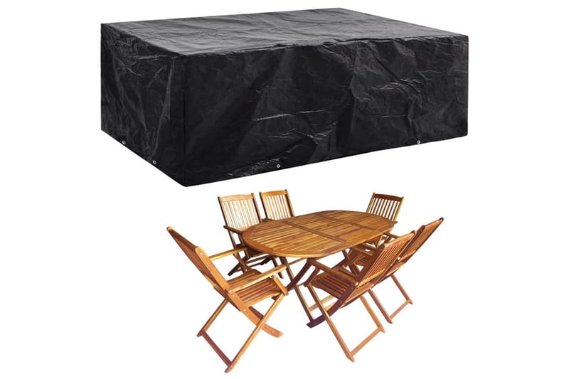 Överdrag för trädgårdsmöbler 8 öljetter 242x162x100 cm - Svart - Utemöbler - Dynförvaring & möbelskydd - Överdrag utemöbler