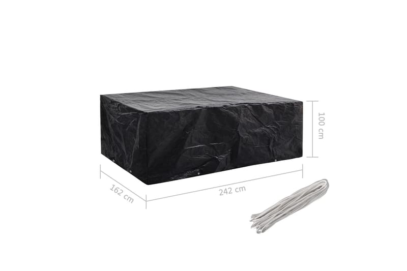 Överdrag för trädgårdsmöbler 8 öljetter 242x162x100 cm - Svart - Utemöbler - Dynförvaring & möbelskydd - Överdrag utemöbler