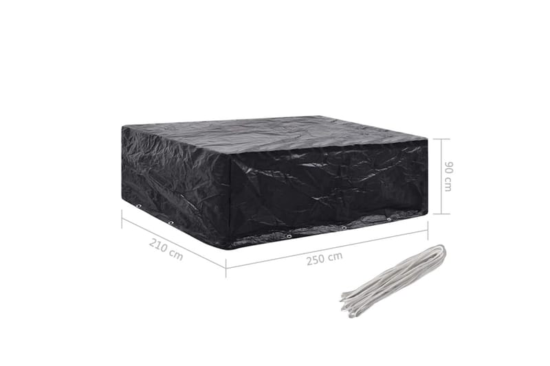 Överdrag för trädgårdsmöbler 8 öljetter 250x210x90 cm - Svart - Utemöbler - Dynförvaring & möbelskydd - Överdrag utemöbler