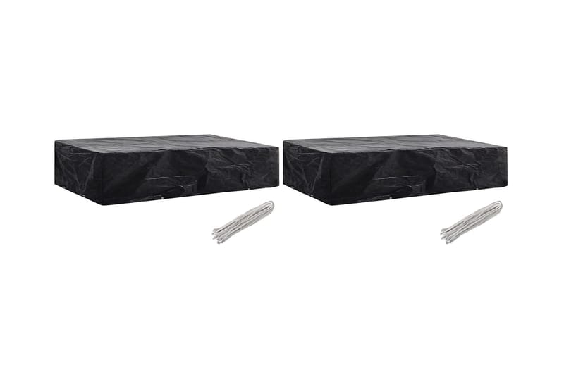 Överdrag till solsäng 2 st 8 öljetter 218x77x55 cm - Svart - Utemöbler - Dynförvaring & möbelskydd - Överdrag utemöbler