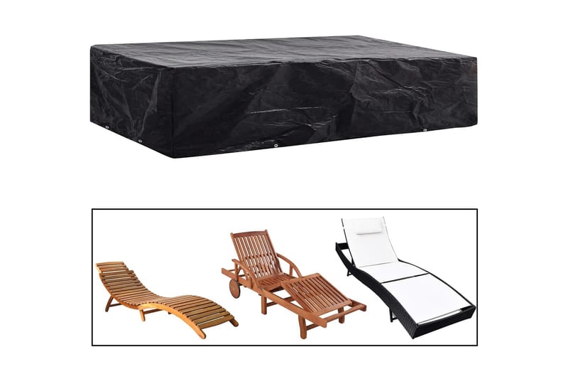 Överdrag till solsäng 2 st 8 öljetter 218x77x55 cm - Svart - Utemöbler - Dynförvaring & möbelskydd - Överdrag utemöbler