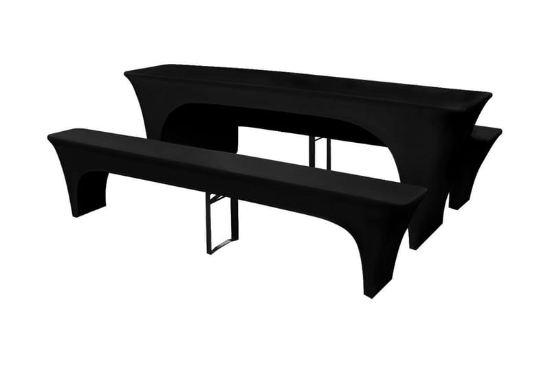 3 Möbelöverdrag för ölbord och bänkar stretch Svart 220x70x8 - Svart - Utemöbler - Dynförvaring & möbelskydd - Överdrag utemöbler