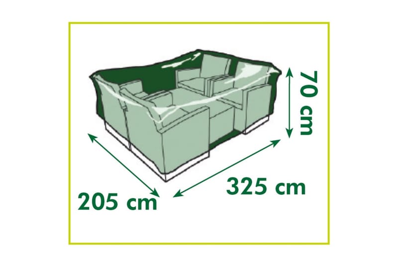 Nature Ã–verdrag för lågbord och stolar 325x205x70 cm - Grå - Överdrag utemöbler