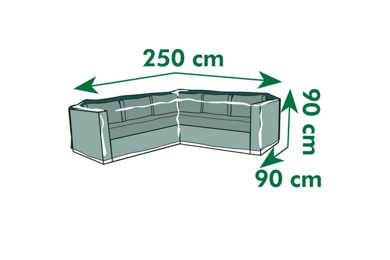 Nature Ã–verdrag till trädgårdsmöbler L-form 250x90x90 cm - Grå - Utemöbler - Dynförvaring & möbelskydd - Överdrag utemöbler
