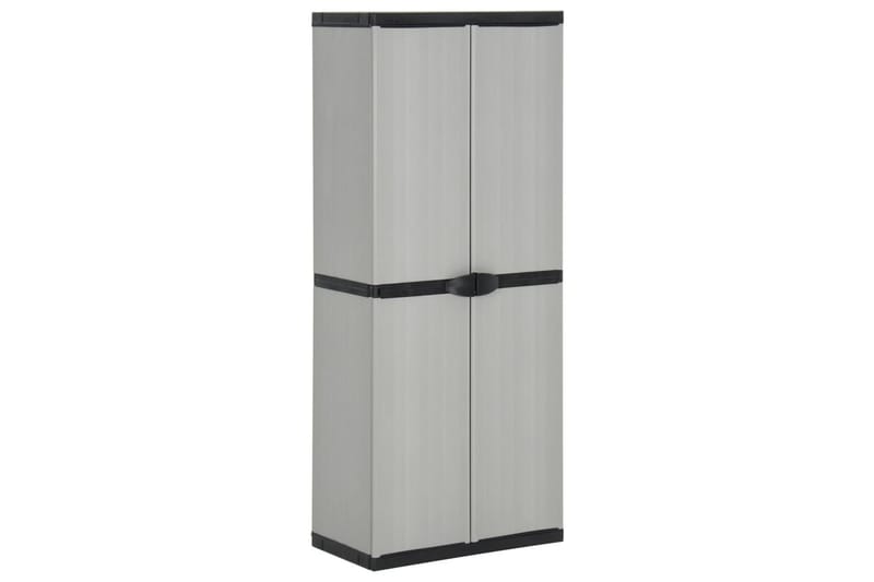 beBasic Trädgårdsskåp 3 hyllor grå och svart 68x40x168 cm - Grey - Utemöbler - Dynförvaring & möbelskydd - Dynboxar & dynlådor