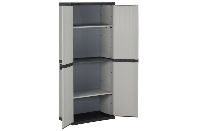 beBasic Trädgårdsskåp 3 hyllor grå och svart 68x40x168 cm - Grey - Utemöbler - Dynförvaring & möbelskydd - Dynboxar & dynlådor