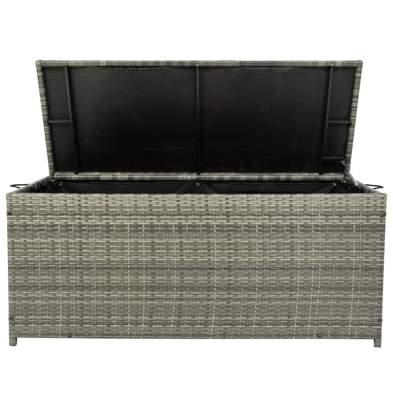 Dynbox i konstrotting | 420L | Grå | 134x54x59cm - Utemöbler - Dynförvaring & möbelskydd - Dynboxar & dynlådor