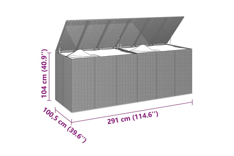 Dynbox PE-rotting 291x100,5x104 cm grå - Grå - Dynboxar & dynlådor