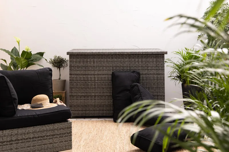 Gigant vattentät dynbox XL utomhus - Dynlåda i konstrotting (B150xD90xH101 cm) - Grå - Utemöbler - Dynförvaring & möbelskydd - Dynboxar & dynlådor