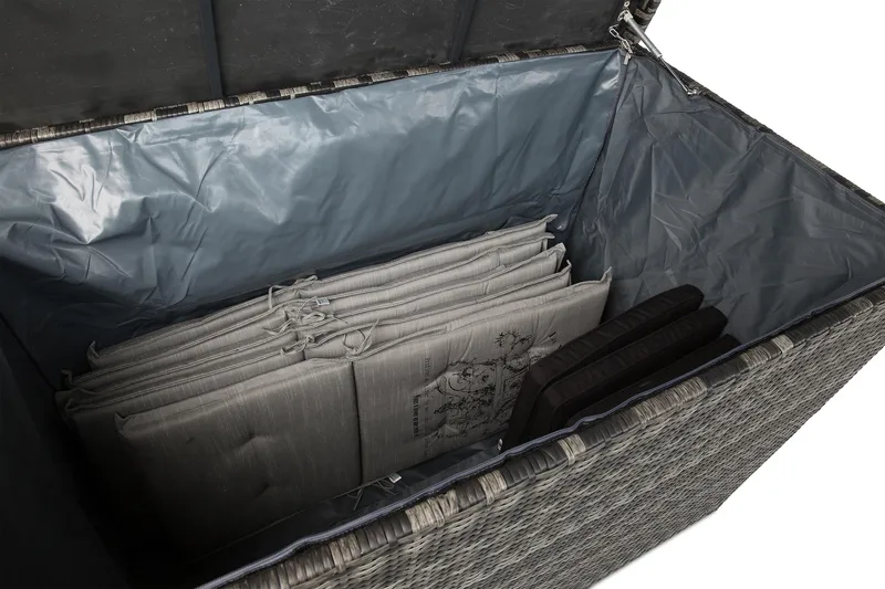 Gigant vattentät dynbox XL utomhus - Dynlåda i konstrotting (B150xD90xH101 cm) - Grå - Utemöbler - Dynförvaring & möbelskydd - Dynboxar & dynlådor