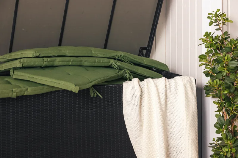 Gigant vattentät dynbox XL utomhus - Dynlåda i konstrotting (B150xD90xH101 cm) - Svart - Utemöbler - Dynförvaring & möbelskydd - Dynboxar & dynlådor