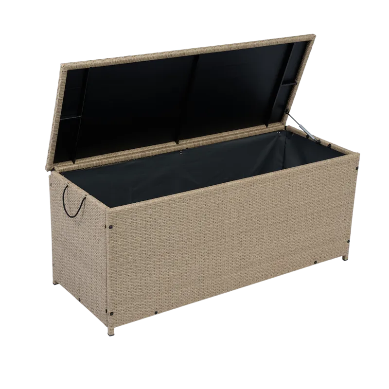Dynbox i konstrotting | 420L | Beige - Utemöbler - Dynförvaring & möbelskydd - Dynboxar & dynlådor