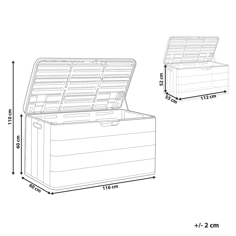 Dynbox utomhus Milies 60x116 cm - Brun/Svart - Utemöbler - Dynförvaring & möbelskydd - Dynboxar & dynlådor