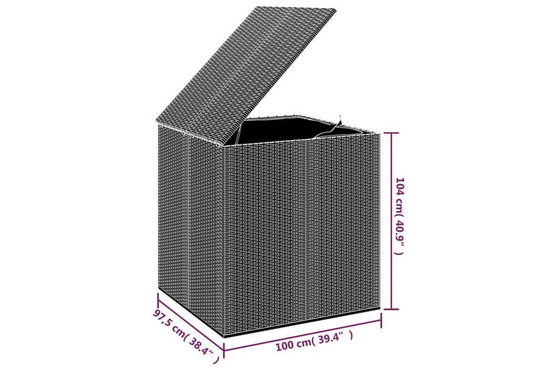 Dynbox PE-rotting 100x97,5x104 cm grå - Grå - Dynboxar & dynlådor