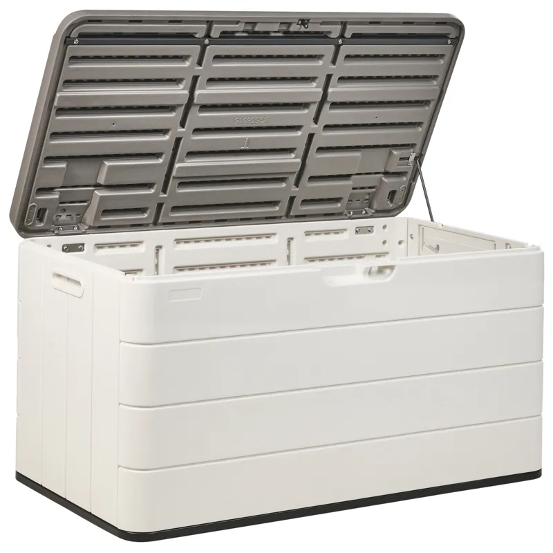 Förvaringslåda utomhus Milies 60x116 cm, Vit/Grå