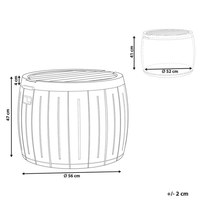 Förvaringslåda utomhus Prinos 56x56 cm - Grå - Utemöbler - Dynförvaring & möbelskydd - Dynboxar & dynlådor