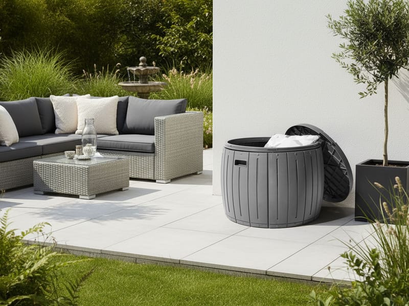 Förvaringslåda utomhus Prinos 56x56 cm - Grå - Utemöbler - Dynförvaring & möbelskydd - Dynboxar & dynlådor