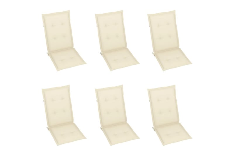 Dynor för trädgårdsstolar 6 st gräddvit 120x50x4 cm - Vit - Utemöbler - Dynor - Sittdynor & ryggdynor utemöbler