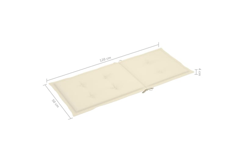 Dynor för trädgårdsstolar 6 st gräddvit 120x50x4 cm - Vit - Utemöbler - Dynor - Sittdynor & ryggdynor utemöbler