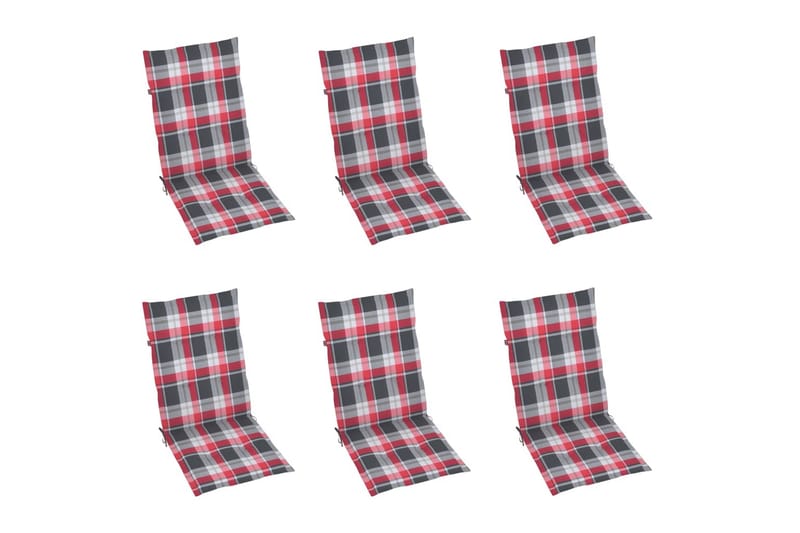 Dynor för trädgårdsstolar 6 st rött rutmönster 120x50x4 cm - Flerfärgad - Möbler - Stolar & fåtöljer - Fåtölj - Biof�åtölj & reclinerfåtölj