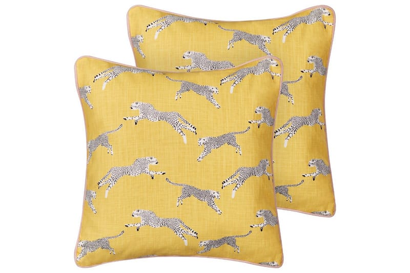 Prydnadskuddar Arales set om 2 Gul/vit/svart/rosa, Fyrkantig - Gul/vit/svart/rosa, Fyrkantig - Textil & mattor - Filtar, kuddar & plädar - Utekudde