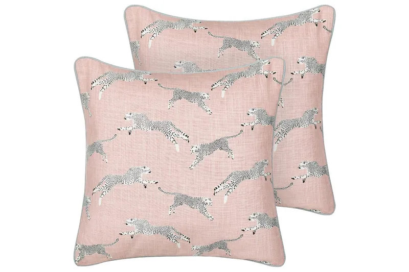 Prydnadskuddar Arales set om 2 Rosa/vit/svart/grå, Fyrkantig, Rosa/vit/svart/grå, Fyrkantig